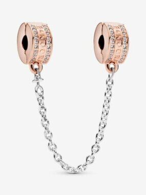 Pandora logo fixed clip safety chain